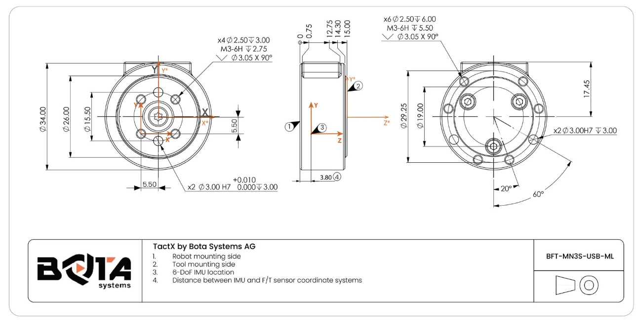 TactX force torque sensor drawing
