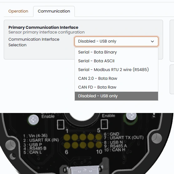 MimX gen A sensor communication interface
