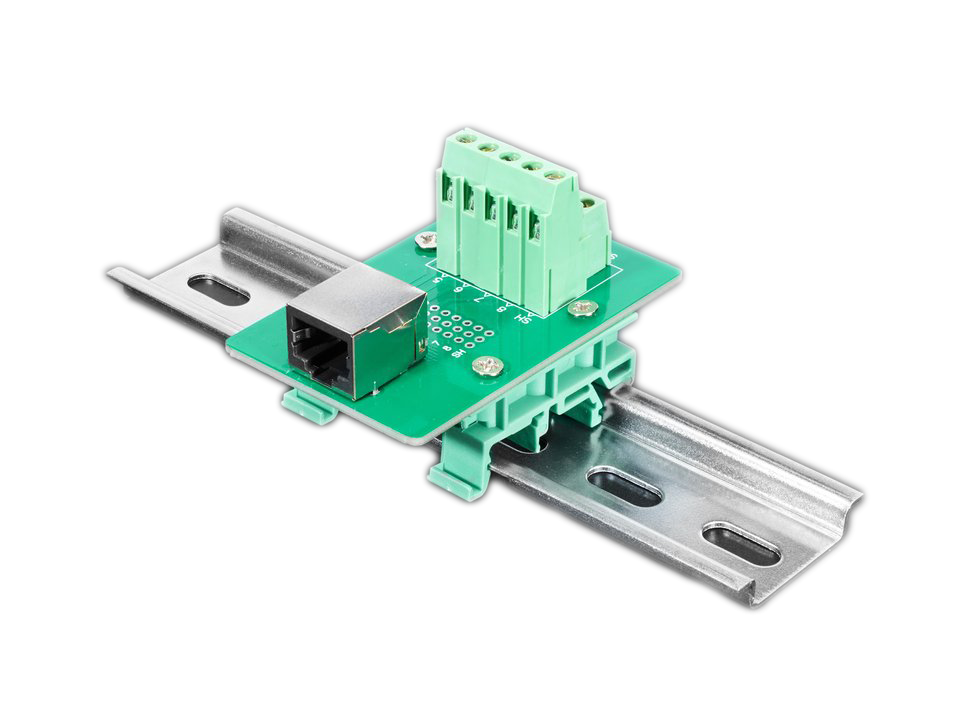 DIN rail RJ45 to terminal block board